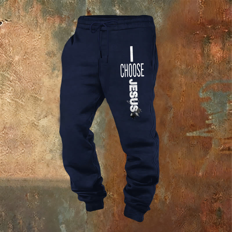 Christianartworkshop Pantalones deportivos "Elijo a Jesús": para usar a diario con un compromiso fiel. - Azul marino - 2XL - image 0