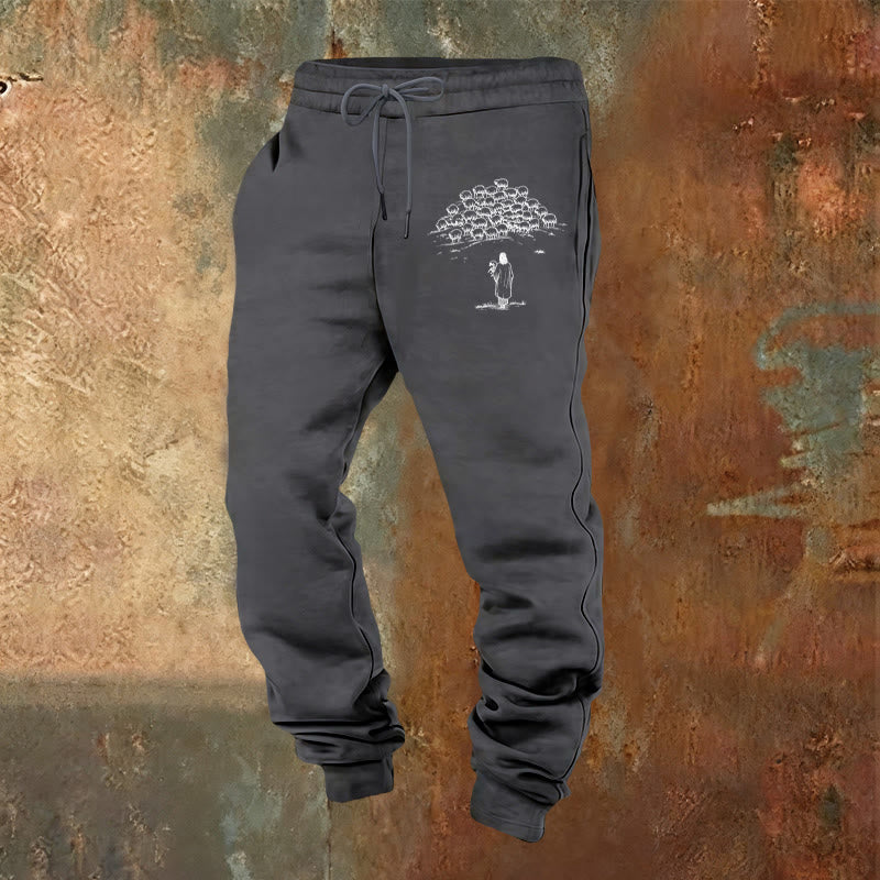 Christianartworkshop Pantalones deportivos Good Shepherd Faith: para uso diario con un toque espiritual. - Gris cálido - 2XL - image 8