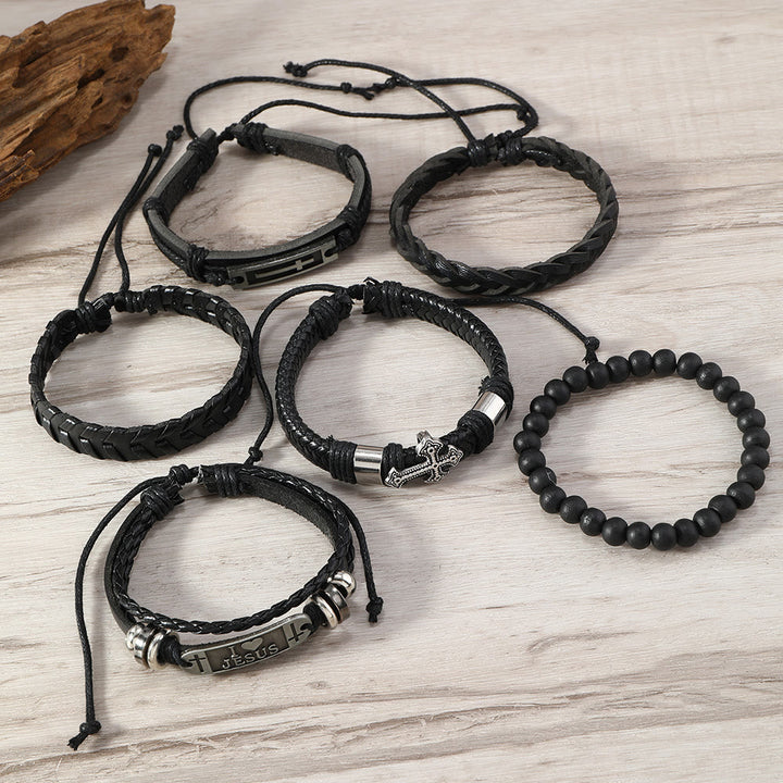 Christianartworkshop Conjunto de 6 pulseras de cuero con mensajes de fe: devoción y expresión de estilo. - image 4