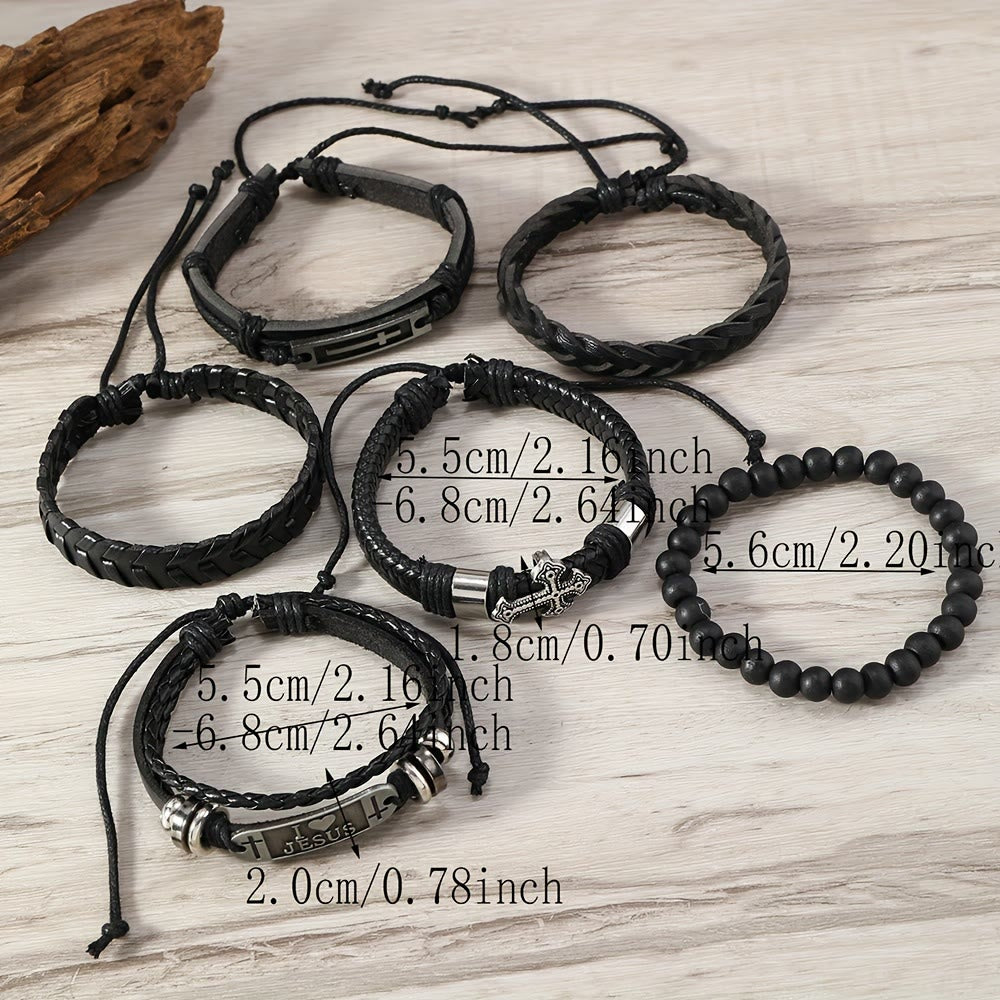 Christianartworkshop Conjunto de 6 pulseras de cuero con mensajes de fe: devoción y expresión de estilo. - image 3