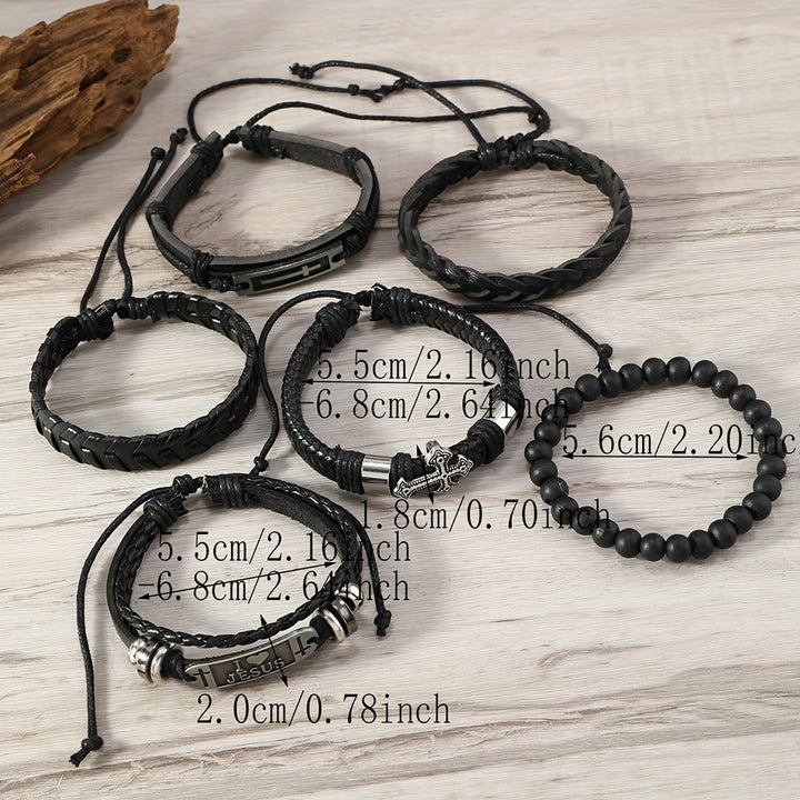 Christianartworkshop Conjunto de 6 pulseras de cuero con mensajes de fe: devoción y expresión de estilo. - image 3