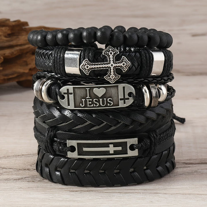 Christianartworkshop Conjunto de 6 pulseras de cuero con mensajes de fe: devoción y expresión de estilo. - image 1