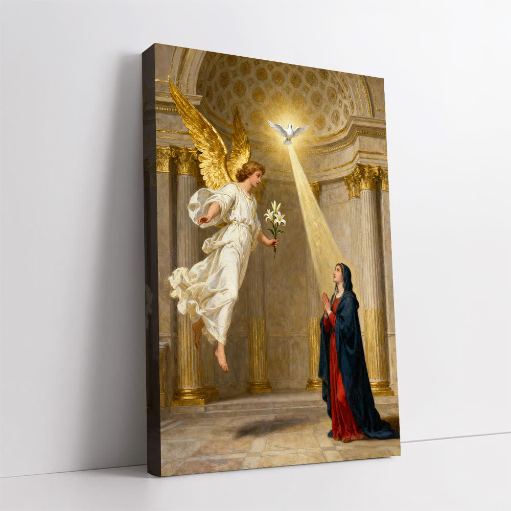 Christianartworkshop Lienzo artístico de la Anunciación: Gracia Divina y Reverencia Espiritual - image 1