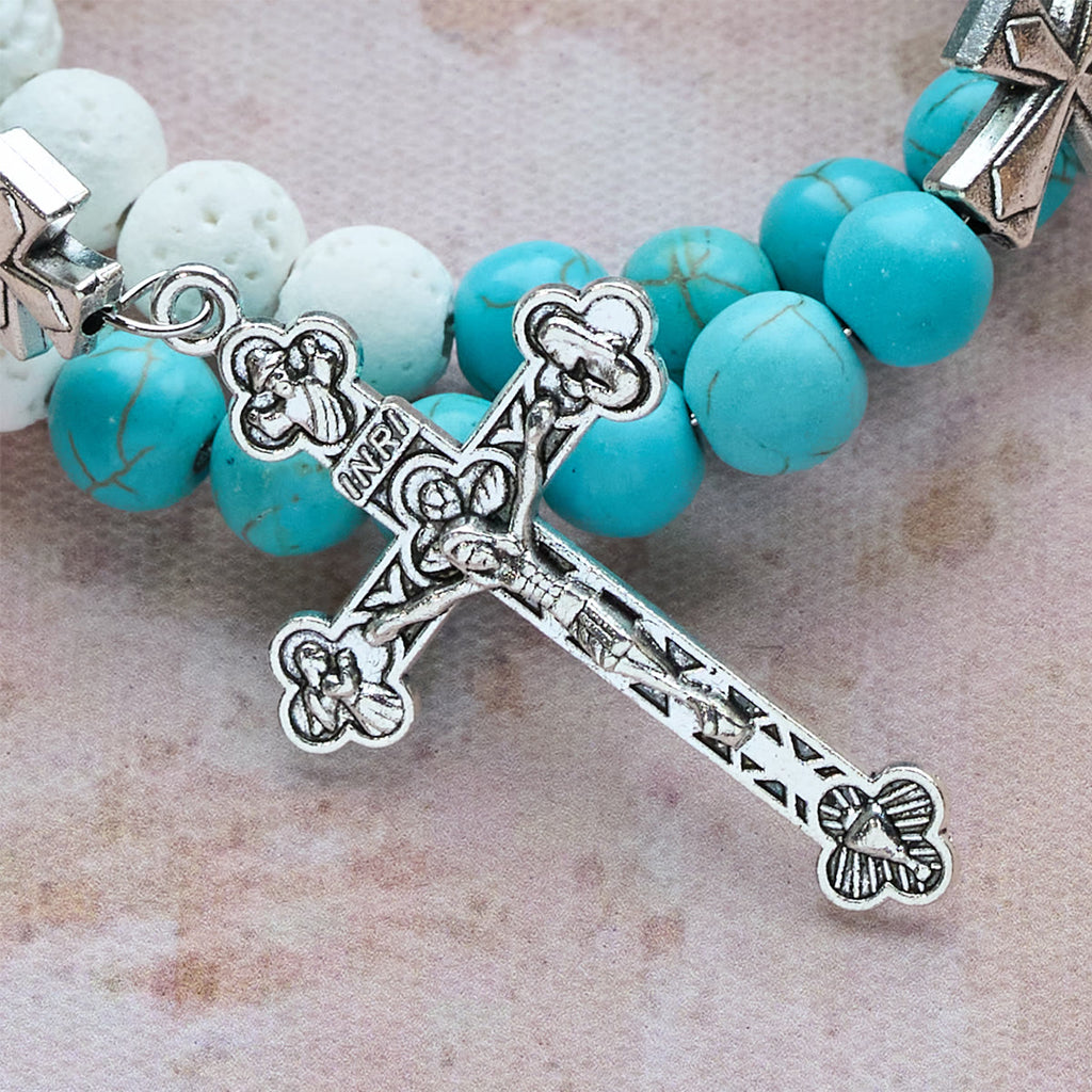 Christianartworkshop Pulsera de rosario de yeso y turquesa: Devoción y calma celestial - image 6