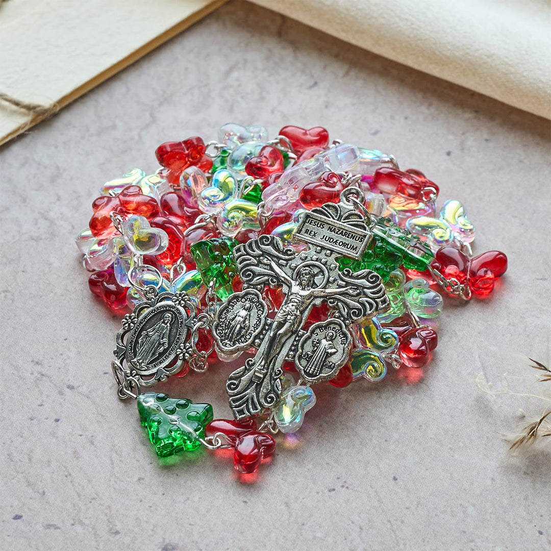 Christianartworkshop Regalo de Navidad: Rosario del Árbol de Navidad Bendito con Cuentas de Mariposa de Cristal - image 11