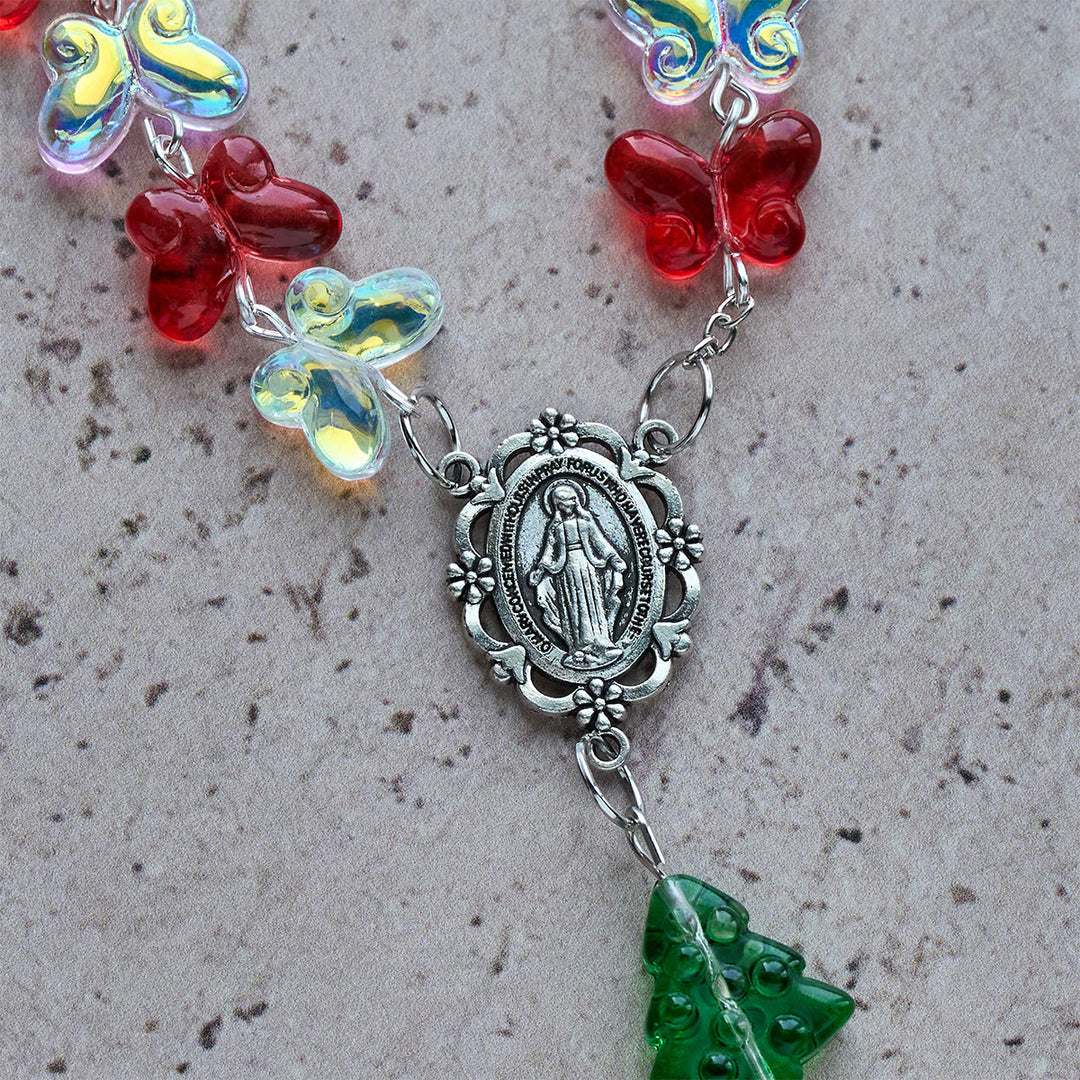 Christianartworkshop Regalo de Navidad: Rosario del Árbol de Navidad Bendito con Cuentas de Mariposa de Cristal - image 15