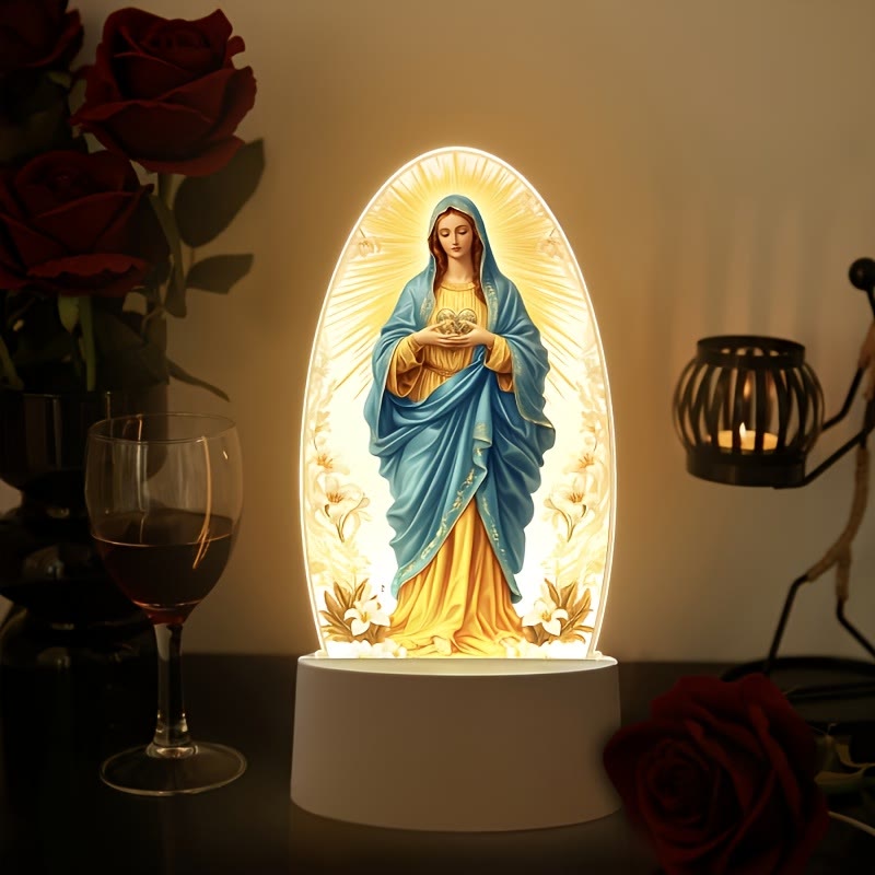 Christianartworkshop Lámpara nocturna iluminada de Nuestra Señora: Gracia divina en suave resplandor - Nª Sª - image 0