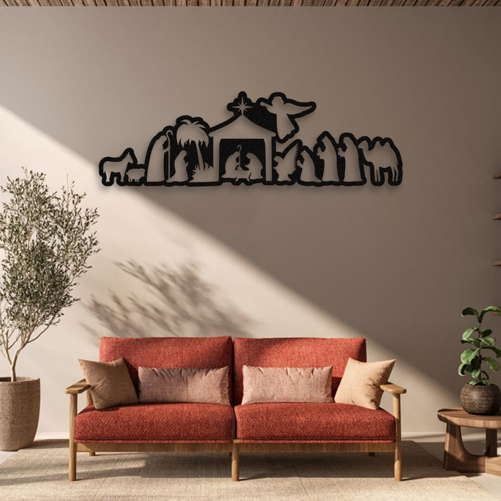 Christianartworkshop Decoración de pared metálica con escena de la Natividad: Fe navideña y narración de historias sagradas. - image 3