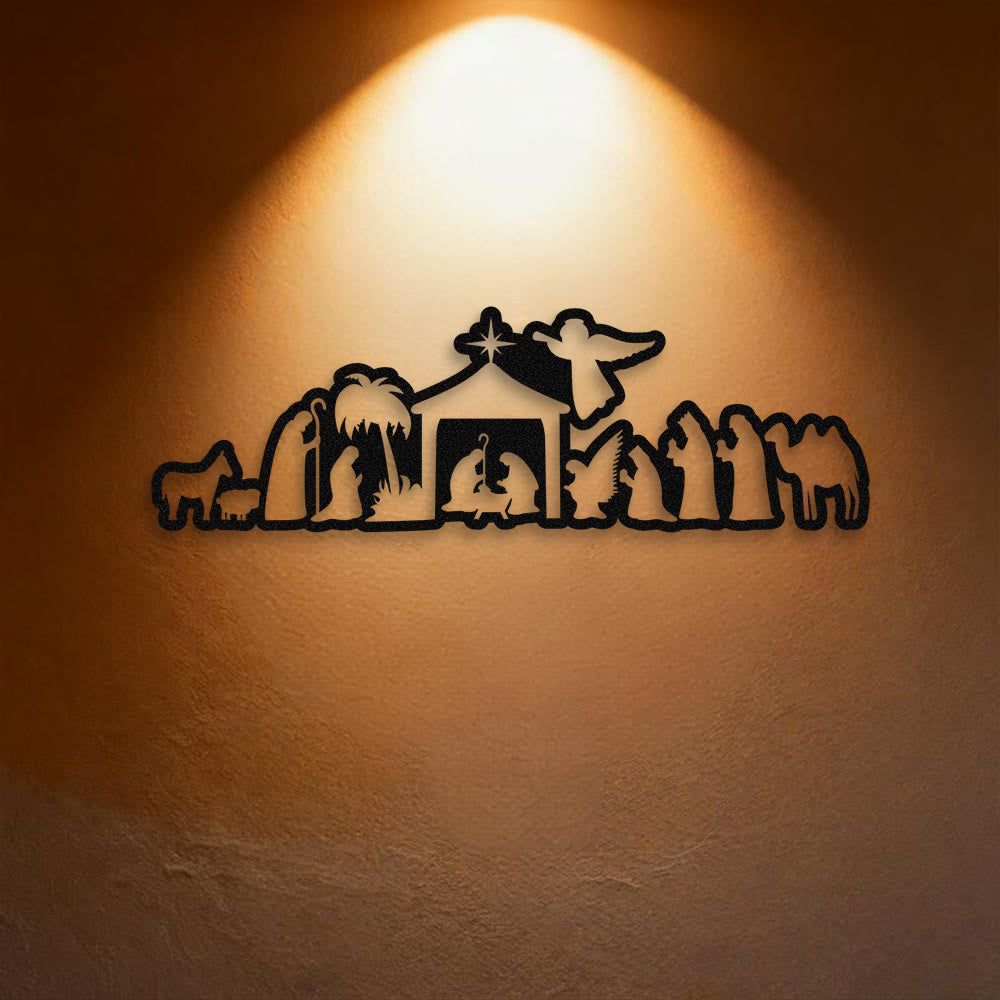 Christianartworkshop Decoración de pared metálica con escena de la Natividad: Fe navideña y narración de historias sagradas. - image 2