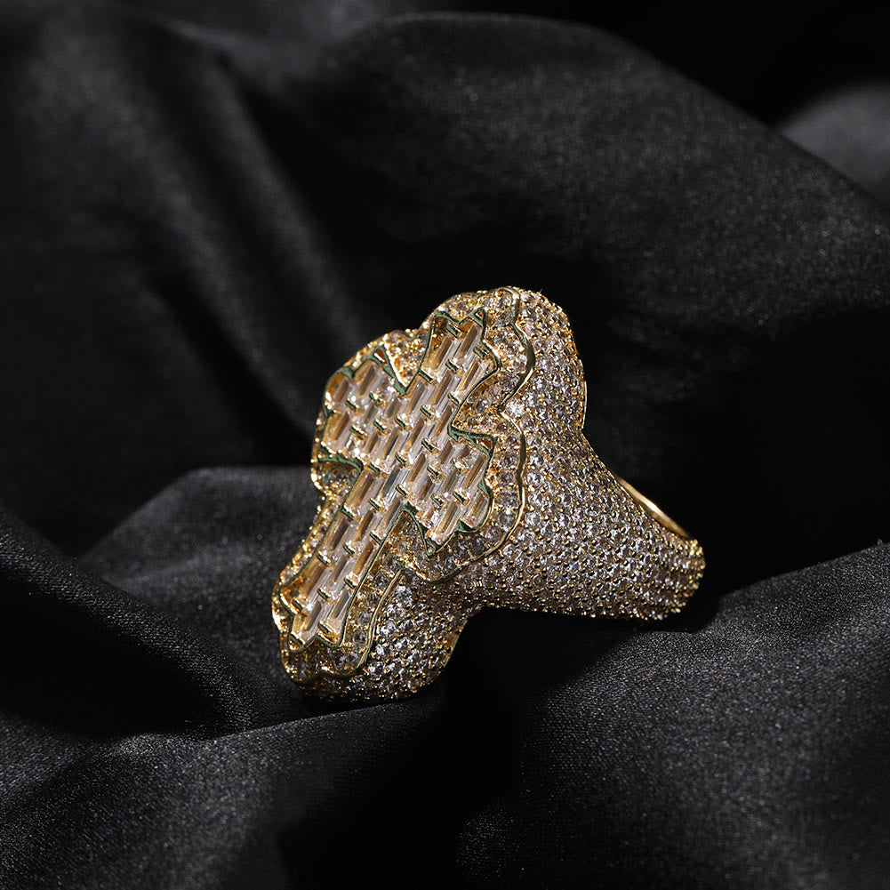 Christianartworkshop Anillo con cruz pavé: Elegancia sagrada y glamour devocional. - image 1