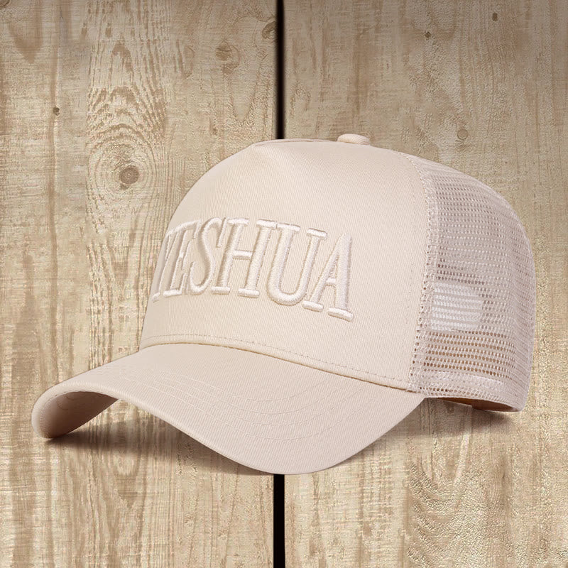 Christianartworkshop Gorra de camionero bordada YESHUA: Estilo lleno de fe e identidad espiritual. - image 1
