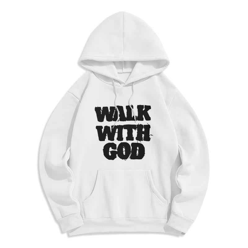 Christianartworkshop Sudadera con capucha de poliéster forrada de felpa con la misión Camina con Dios - Blanco - 2XL - image 0