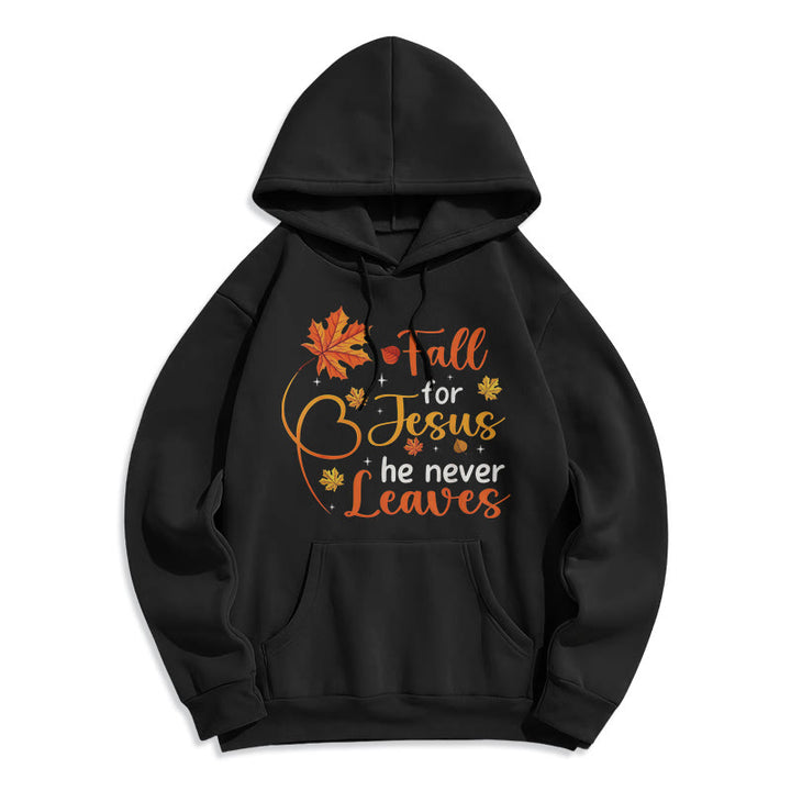 Christianartworkshop Enamórate de Jesús, Él Nunca Te Abandona. Sudadera con capucha de poliéster forrada de felpa con diseño de Fe de Otoño. - Negro - 2XL - image 3