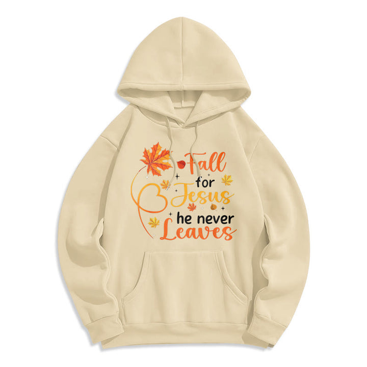 Christianartworkshop Enamórate de Jesús, Él Nunca Te Abandona. Sudadera con capucha de poliéster forrada de felpa con diseño de Fe de Otoño. - Beige - 2XL - image 2