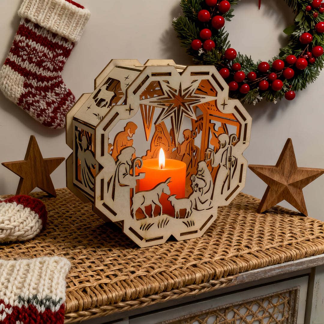 Christianartworkshop Adorno navideño a la luz de las velas: Un resplandor inspirado en la fe para los espacios navideños. - Natividad - image 0