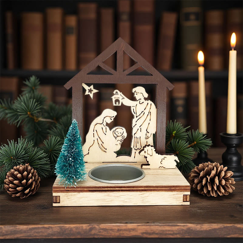Christianartworkshop Portavelas de Jesús con forma de pesebre: Un brillo cálido para la fe navideña. - Jesús - image 0
