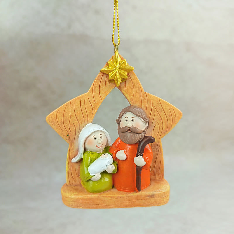 Christianartworkshop Adornos de la Sagrada Familia con la Cruz y la Estrella: Un cálido toque de fe para los árboles de Navidad. - image 4