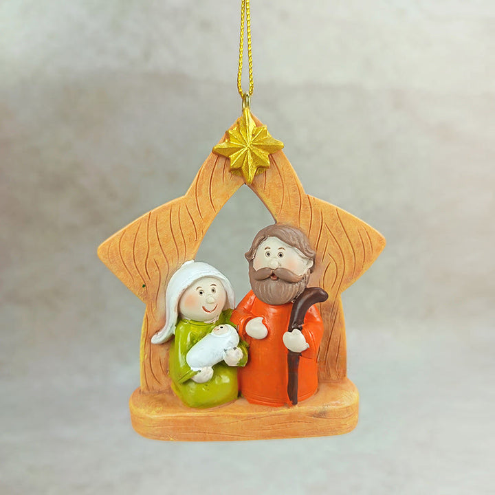 Christianartworkshop Adornos de la Sagrada Familia con la Cruz y la Estrella: Un cálido toque de fe para los árboles de Navidad. - image 4