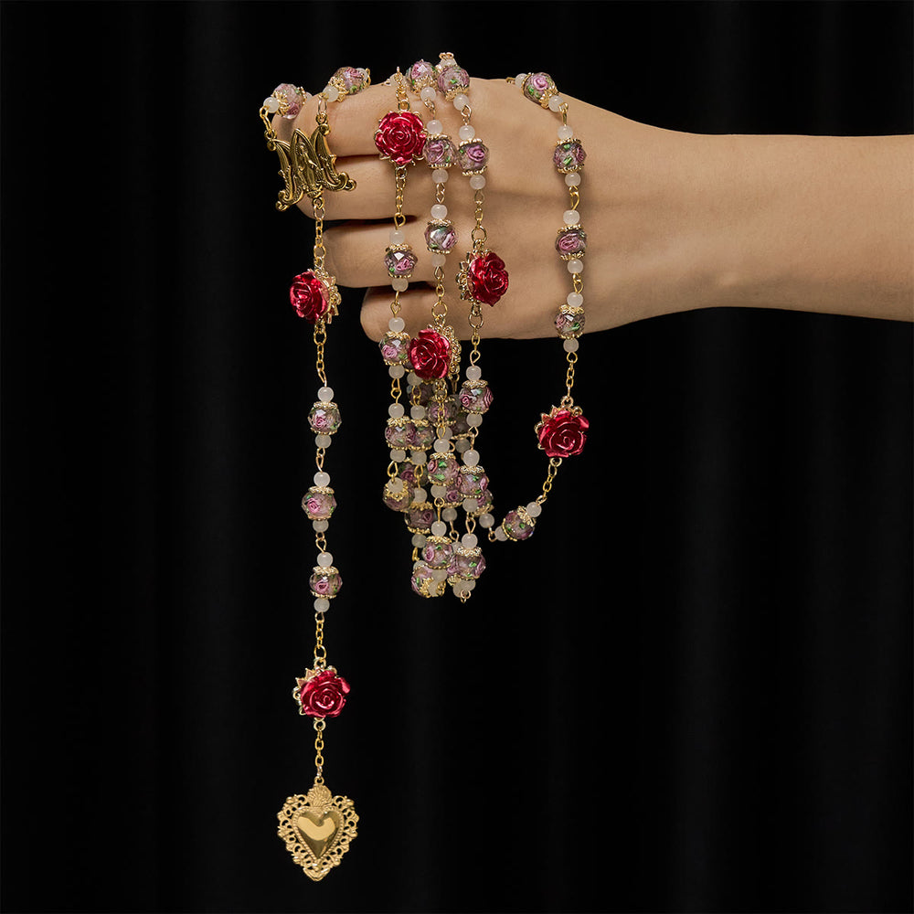 Christianartworkshop Rosario devocional con detalles de rosas y el Sagrado Corazón: Fe serena para la oración diaria - image 1