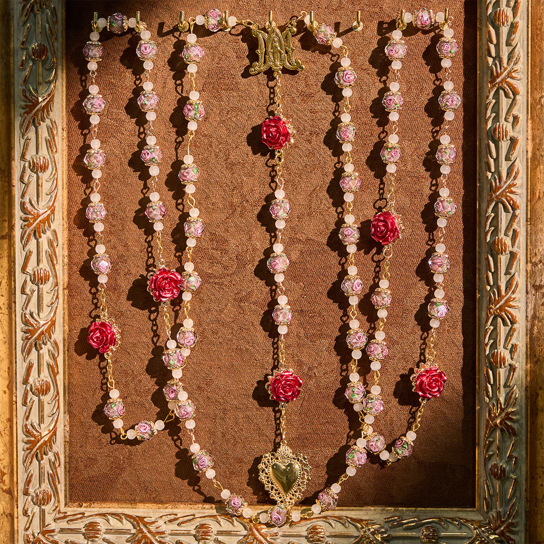 Christianartworkshop Rosario devocional con detalles de rosas y el Sagrado Corazón: Fe serena para la oración diaria - Sagrado Corazón - image 0
