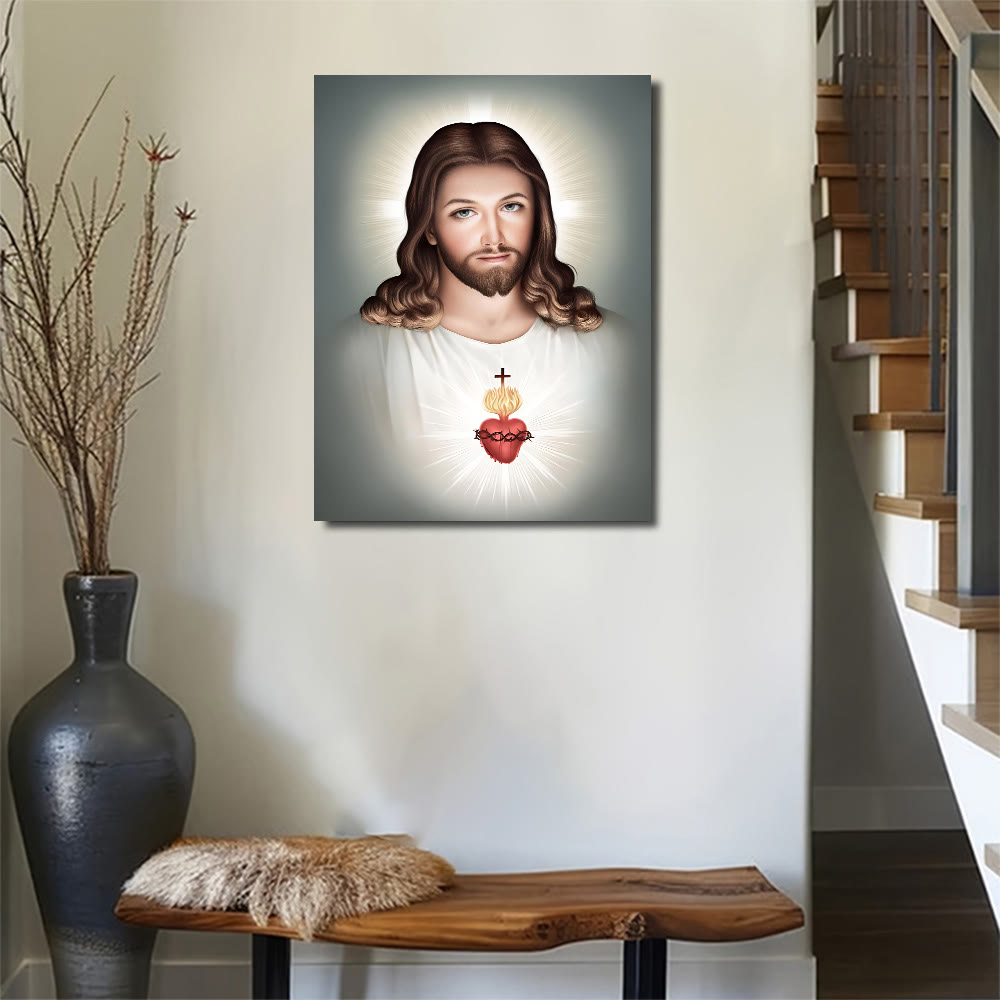 Christianartworkshop Cuadro de Jesús con el Sagrado Corazón: Fe serena para la decoración del hogar. - image 1