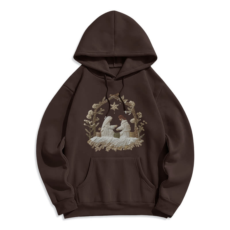 Christianartworkshop Sudadera con capucha navideña de la Natividad, forrada de felpa, de poliéster. - Marrón - 2XL - image 1