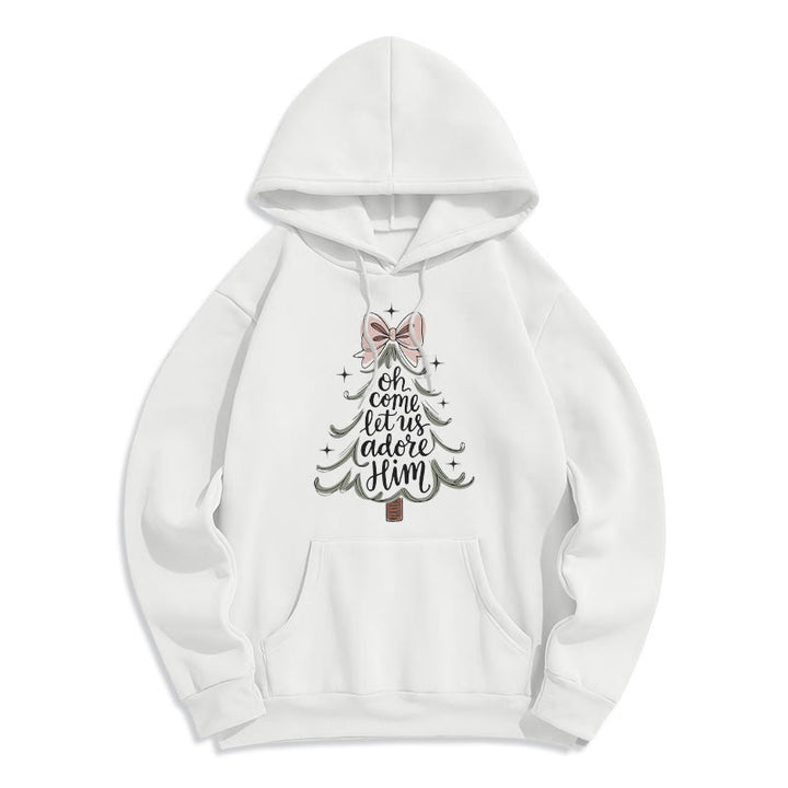 Christianartworkshop Oh, venid, adorémoslo. Sudadera con capucha de poliéster forrada de felpa navideña. - Blanco - 2XL - image 5