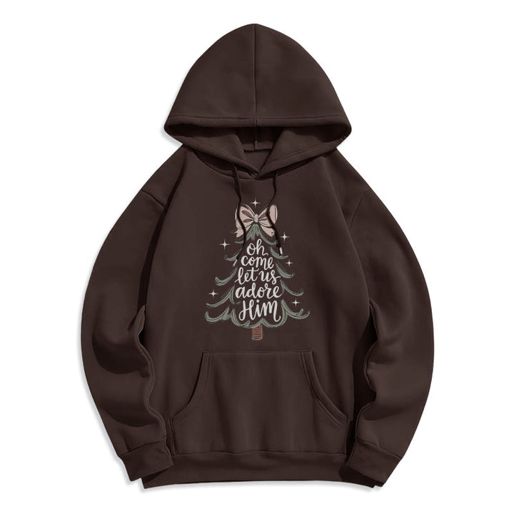 Christianartworkshop Oh, venid, adorémoslo. Sudadera con capucha de poliéster forrada de felpa navideña. - Marrón - 2XL - image 6