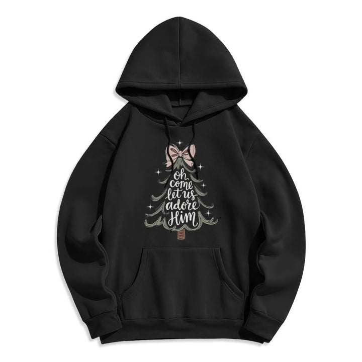 Christianartworkshop Oh, venid, adorémoslo. Sudadera con capucha de poliéster forrada de felpa navideña. - Negro - 2XL - image 7