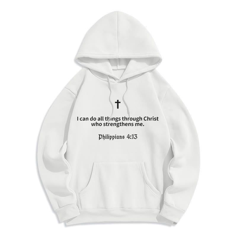 Christianartworkshop Filipenses 4:13 Fe Sudadera con capucha de poliéster forrada de felpa - Blanco - 2XL - image 0