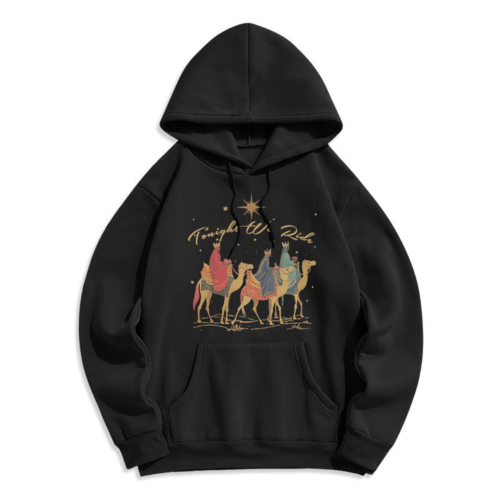 Christianartworkshop Sudadera con capucha de poliéster forrada de felpa con estampado de los Reyes Magos de Navidad de esta noche. - Negro - 2XL - image 6