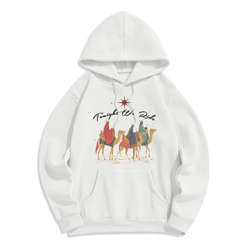 Christianartworkshop Sudadera con capucha de poliéster forrada de felpa con estampado de los Reyes Magos de Navidad de esta noche. - Blanco - 2XL - image 4