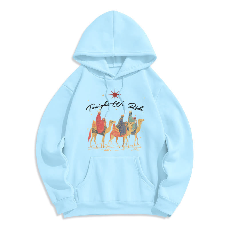Christianartworkshop Sudadera con capucha de poliéster forrada de felpa con estampado de los Reyes Magos de Navidad de esta noche. - Azul - 2XL - image 0