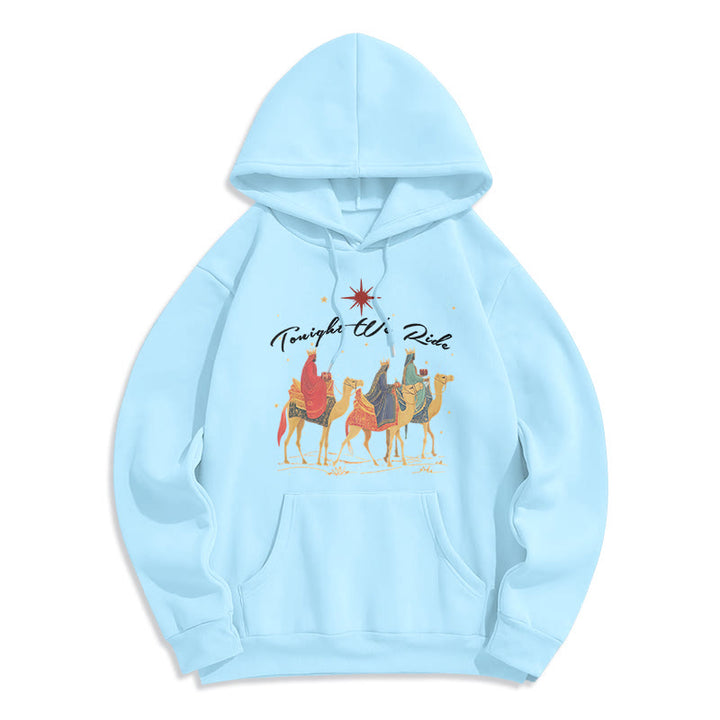 Christianartworkshop Sudadera con capucha de poliéster forrada de felpa con estampado de los Reyes Magos de Navidad de esta noche. - Azul - 2XL - image 0