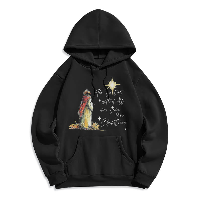 Christianartworkshop Sudadera con capucha de poliéster forrada de felpa con diseño de estrella navideña - Negro - 2XL - image 0