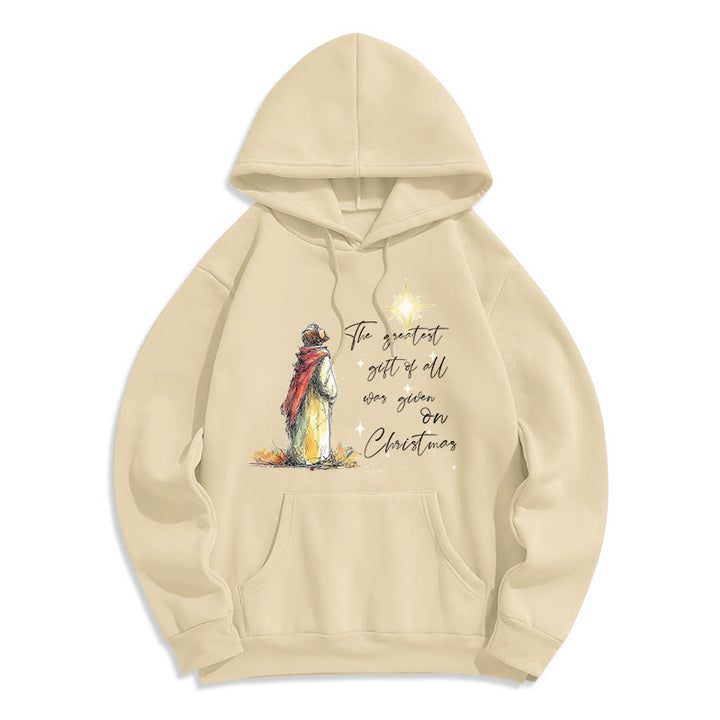 Christianartworkshop Sudadera con capucha de poliéster forrada de felpa con diseño de estrella navideña - Beige - 2XL - image 5