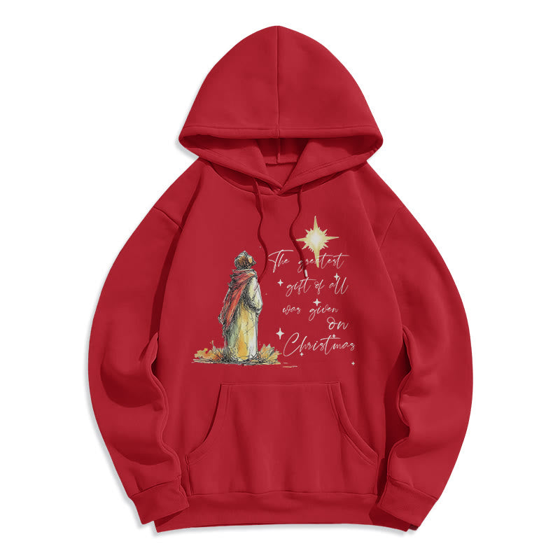 Christianartworkshop Sudadera con capucha de poliéster forrada de felpa con diseño de estrella navideña - Rojo - 2XL - image 3