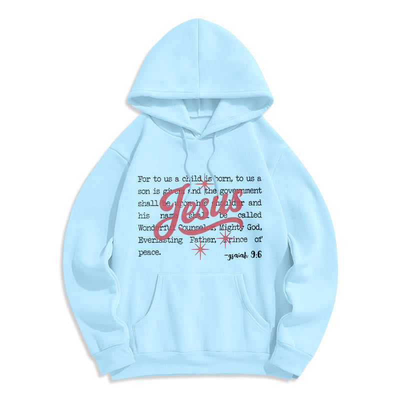 Christianartworkshop Sudadera con capucha de poliéster forrada de felpa con la profecía de Jesús en la Navidad de Isaías 9:6 - Azul - 2XL - image 6