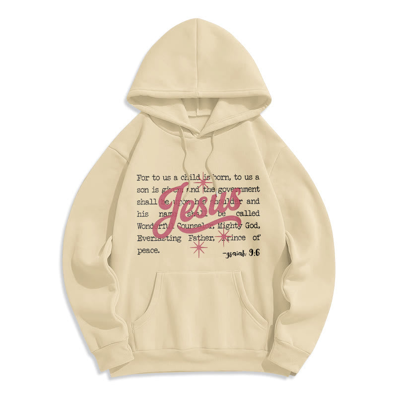 Christianartworkshop Sudadera con capucha de poliéster forrada de felpa con la profecía de Jesús en la Navidad de Isaías 9:6 - Beige - 2XL - image 7