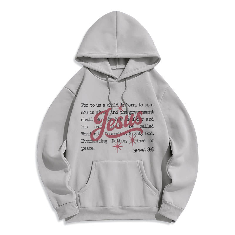 Christianartworkshop Sudadera con capucha de poliéster forrada de felpa con la profecía de Jesús en la Navidad de Isaías 9:6 - Gris - 2XL - image 8