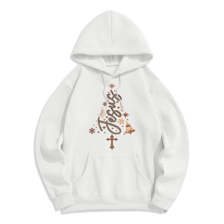Christianartworkshop Sudadera con capucha de poliéster forrada de felpa con diseño de árbol de Navidad y la fe de Jesús. - Blanco - 2XL - image 3