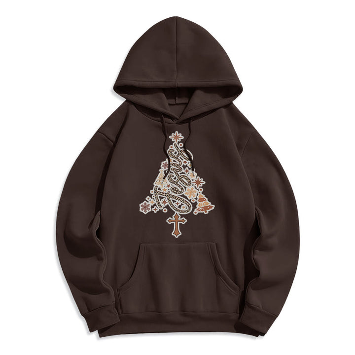 Christianartworkshop Sudadera con capucha de poliéster forrada de felpa con diseño de árbol de Navidad y la fe de Jesús. - Marrón - 2XL - image 4