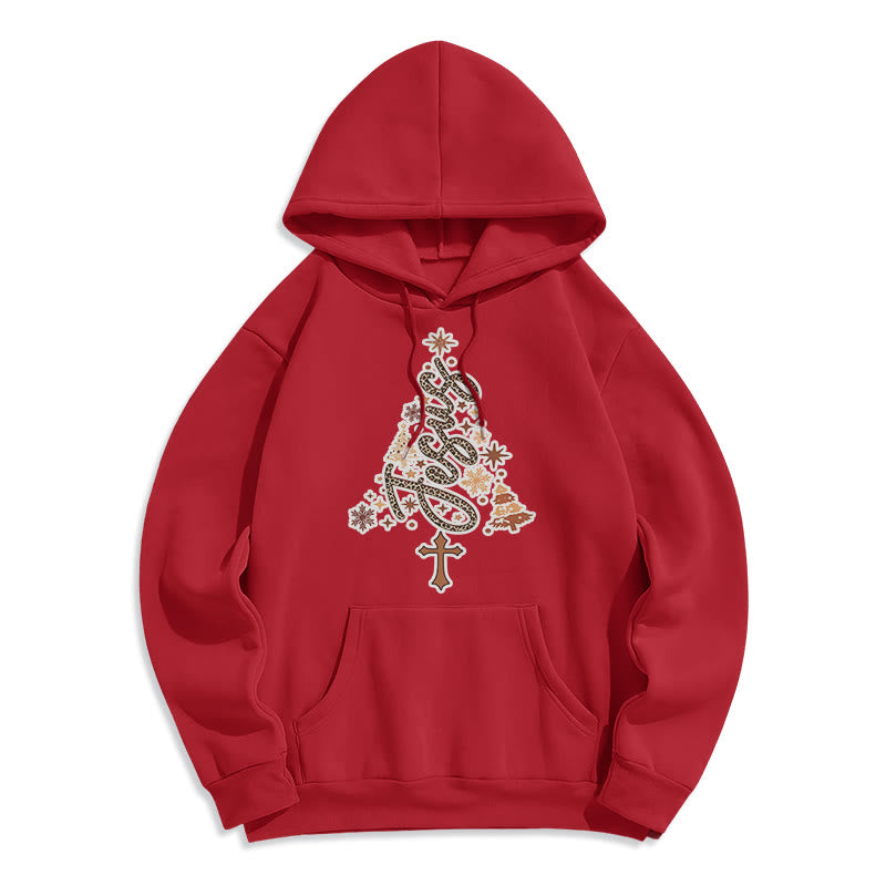 Christianartworkshop Sudadera con capucha de poliéster forrada de felpa con diseño de árbol de Navidad y la fe de Jesús. - Rojo - 2XL - image 7