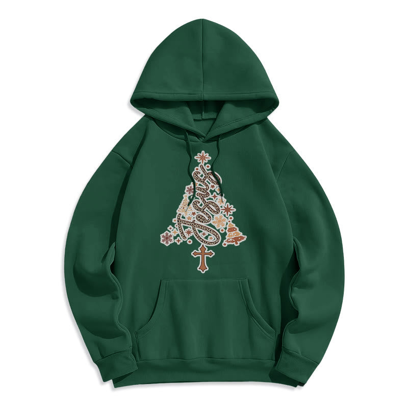 Christianartworkshop Sudadera con capucha de poliéster forrada de felpa con diseño de árbol de Navidad y la fe de Jesús. - Verde - 2XL - image 6