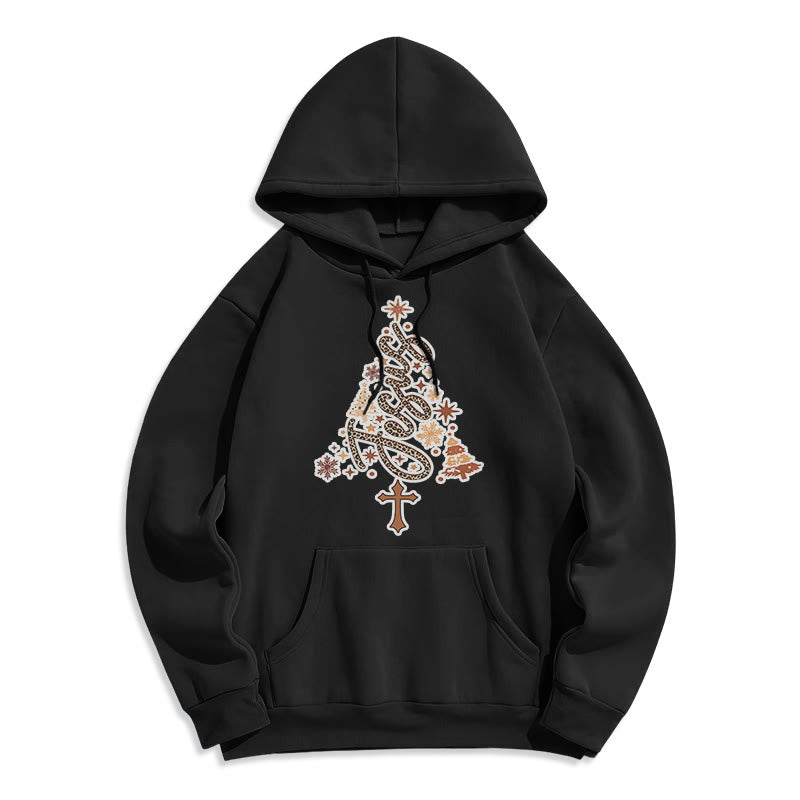 Christianartworkshop Sudadera con capucha de poliéster forrada de felpa con diseño de árbol de Navidad y la fe de Jesús. - Negro - 2XL - image 5