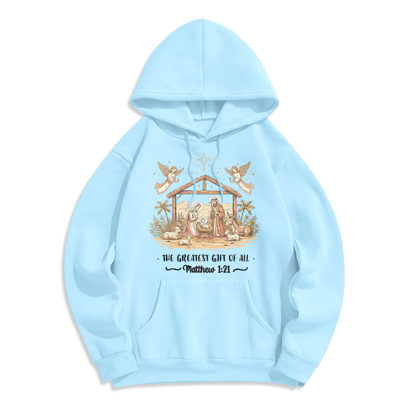 Christianartworkshop Sudadera con capucha de poliéster forrada de felpa con diseño navideño de fe divertida: un juego de palabras con góspel para salidas informales. - Azul - 2XL - image 0