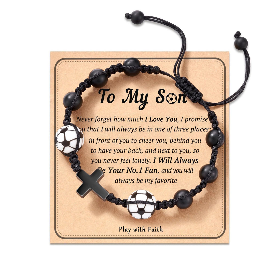 Christianartworkshop Pulsera de la fe con temática deportiva: Tarjeta con mensaje sincero para uso diario. - Hijo del futbolista - image 5