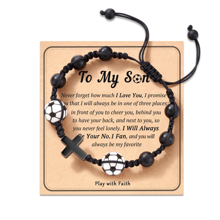 Christianartworkshop Pulsera de la fe con temática deportiva: Tarjeta con mensaje sincero para uso diario. - Hijo del futbolista - image 5