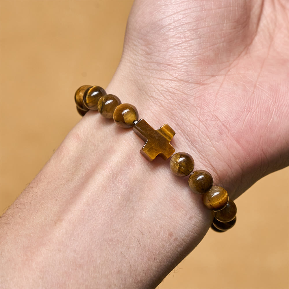 Christianartworkshop Pulsera estilo rosario de ojo de tigre: Piedra de toque para la reflexión - image 1