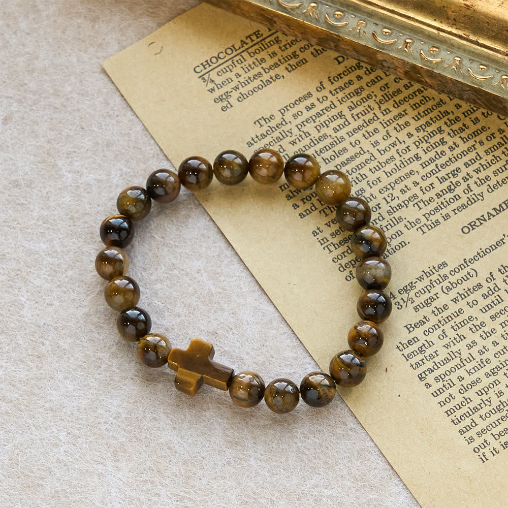 Christianartworkshop Pulsera estilo rosario de ojo de tigre: Piedra de toque para la reflexión - image 3
